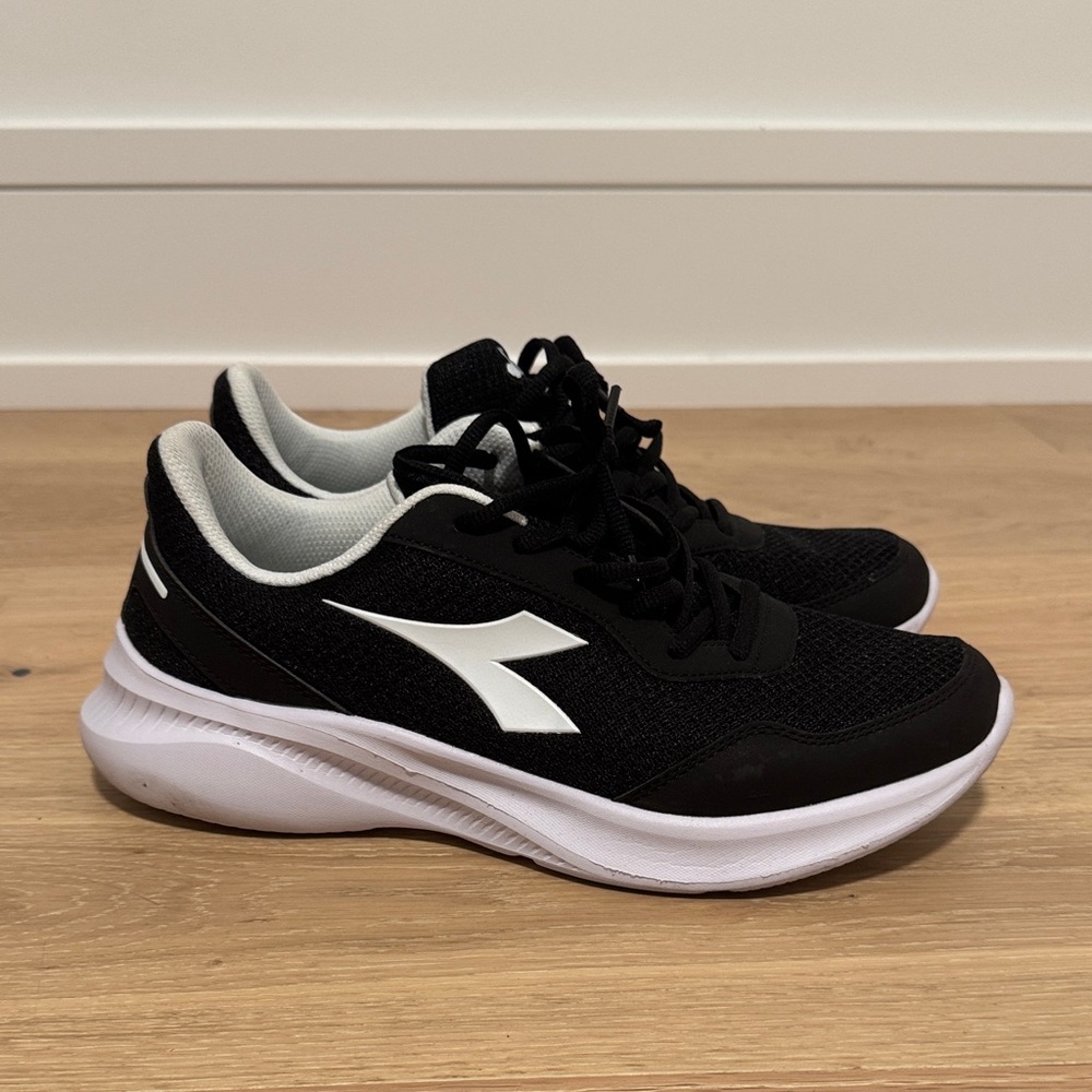 Diadora Black and White Mesh Sneakers